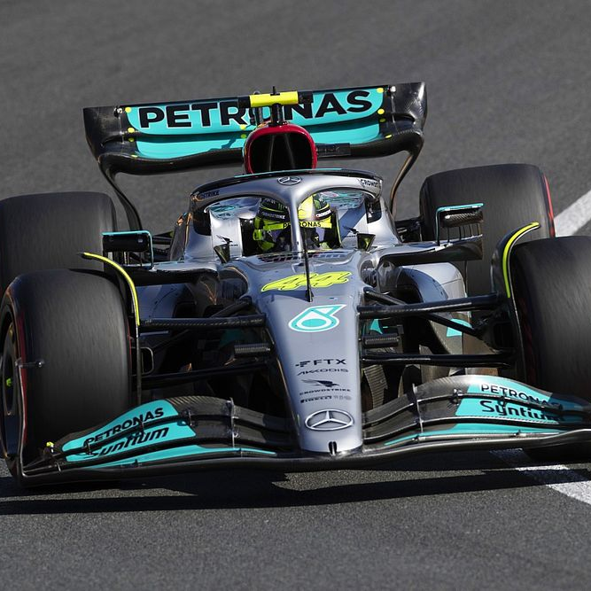 Hamilton driving for Mercedes